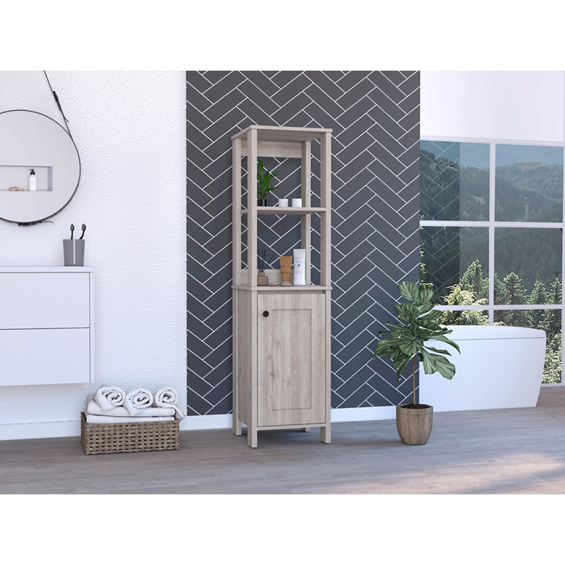 4-Shelf Linen Cabinet Light Grey