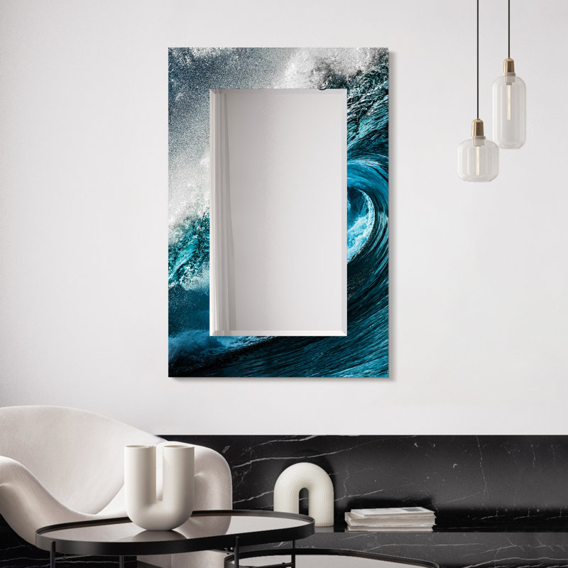 Glass Frame Rectangle Wall Mirror, 48" x 32"