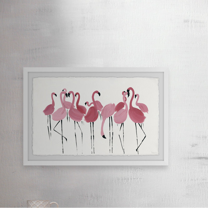 «Flamingo Squad», reproduction encadrée, H 12 po x l 18 po x P 1,5 po