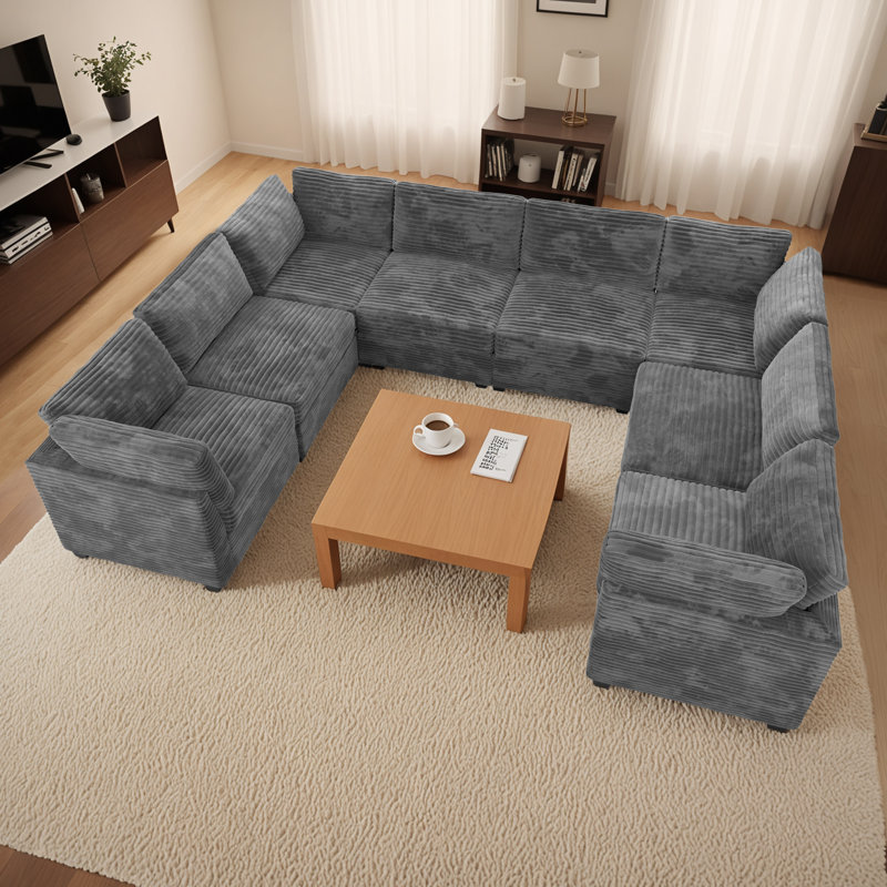127.5'' Large U-shaped Modular Sectional Couch, Modern Upholstered Sectional Sofa For Living Room, Office, Bedroom, Comfy Cloud Couch