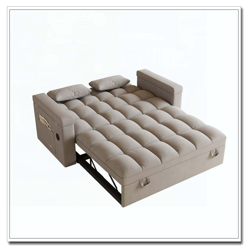 Canapé-lit de 65 pouces 3 en 1 pliable de grande taille, Gris clair