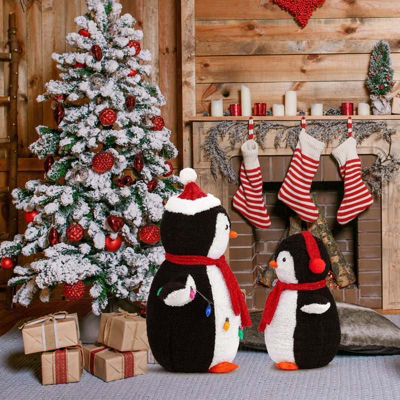 Décoration de Noël 2 pièces pingouins en peluche
