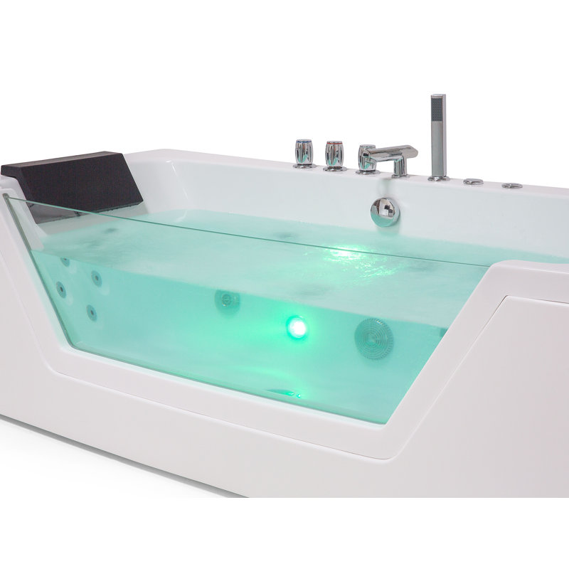 Rourke x Whirlpool Acrylic Bathtub with Tap, 55cm H x 71cm W x 150cm D, White