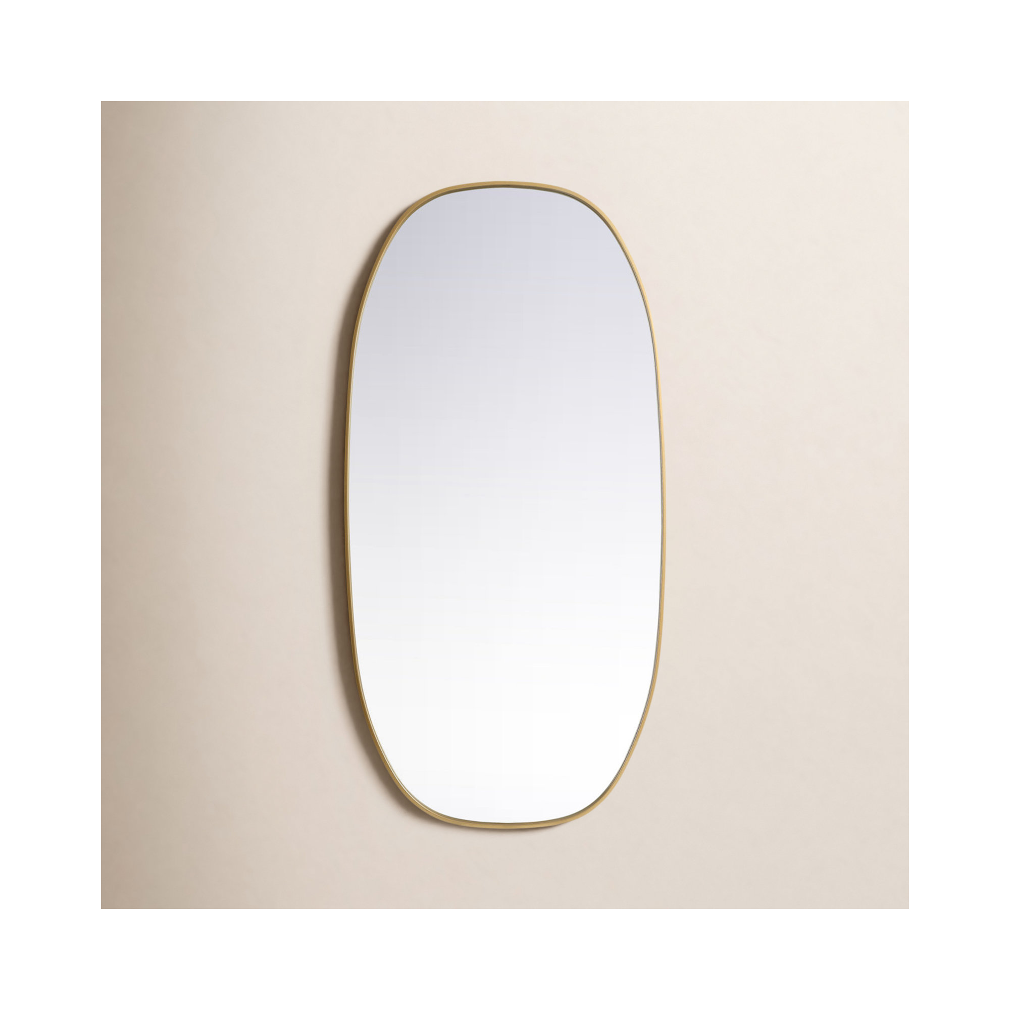 Bertin Metal Oval Wall Mirror, 48"  x 24" , Brass