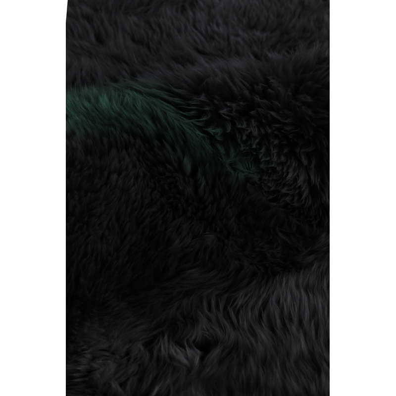 Sheepskin Area Rug in Black, Rectangle 5' x 8'