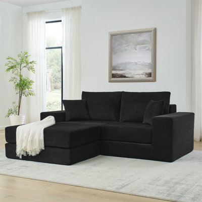 79.5" Modular Cloud Sectional Sofa L-Shaped Deep Seat Upholstered Sleeper Couch With Removable Ottoman - No Assembly Required