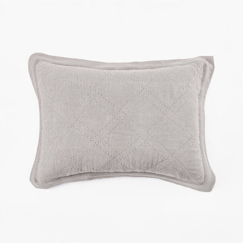Kylar Linen Pillow Sham, Grey, Standard, Twin Extra Long Sham