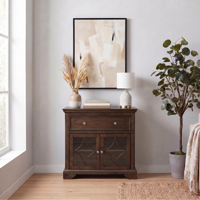 David 2 Door 1 Drawer Cabinet, Dark Walnut