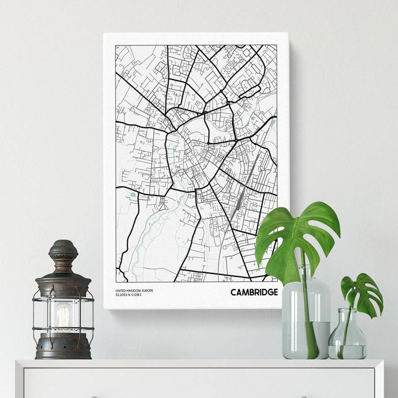 Map Cambridge UK - Wrapped Canvas, 50cm H x 35cm W x 3cm D