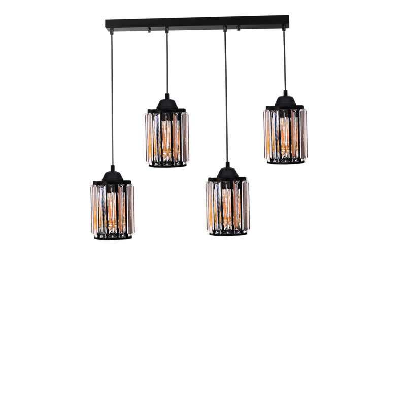 Lustre, Noir, 4 étages, Quatre lumières