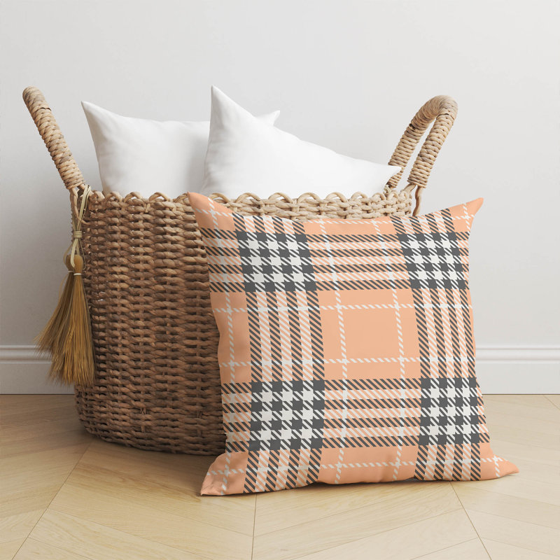 Coussin Christopher, Pêche / orange, H 26 po x l 26 po