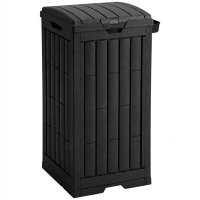 35 Gallon Green Square Plastic Recycling Bin with Swing Lid and Venting Channels