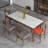 Modern Inset Rectangular Rock Slab Dining Table-1860338713