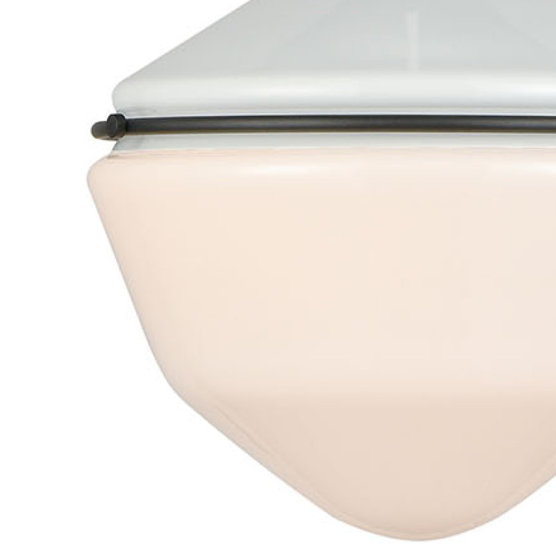 Mini-luminaire suspendu 1 lumière Mid-Century Schoolhouse, H 16 po x l 12 po x P 12 po, Blanc