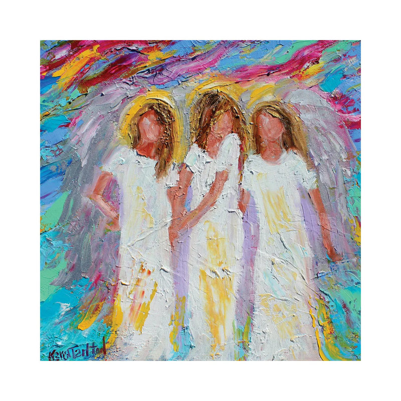 Angel Friends 1 Piece Wrapped Canvas Painting, 66.04 cm H x 66.04 cm W x 3.175 cm D