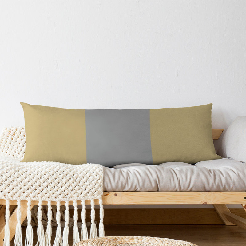 Abel Polyester Medium Pillow, Gold/Gray/Gold