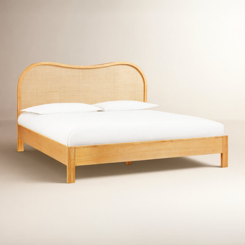 Tourmaline Natural Wood & Rattan Wavy Bed, King