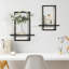 Tablettes flottantes carrées, support à plantes murales, décoration murale de salle de bain, tablette décorative encadrée noire, ensemble chic et moderne de 2 pour le salon, le bureau à domicile, le bois massif, L + S