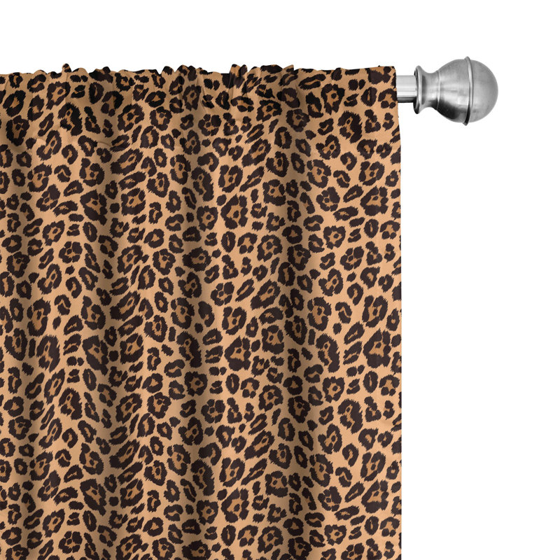 Leopard Print Orange and Black Room-Darkening Polyester Curtain Panels