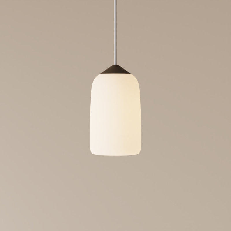Goby Pendant Light, Walnut, White, 18" H x 9" W x 5.25" D