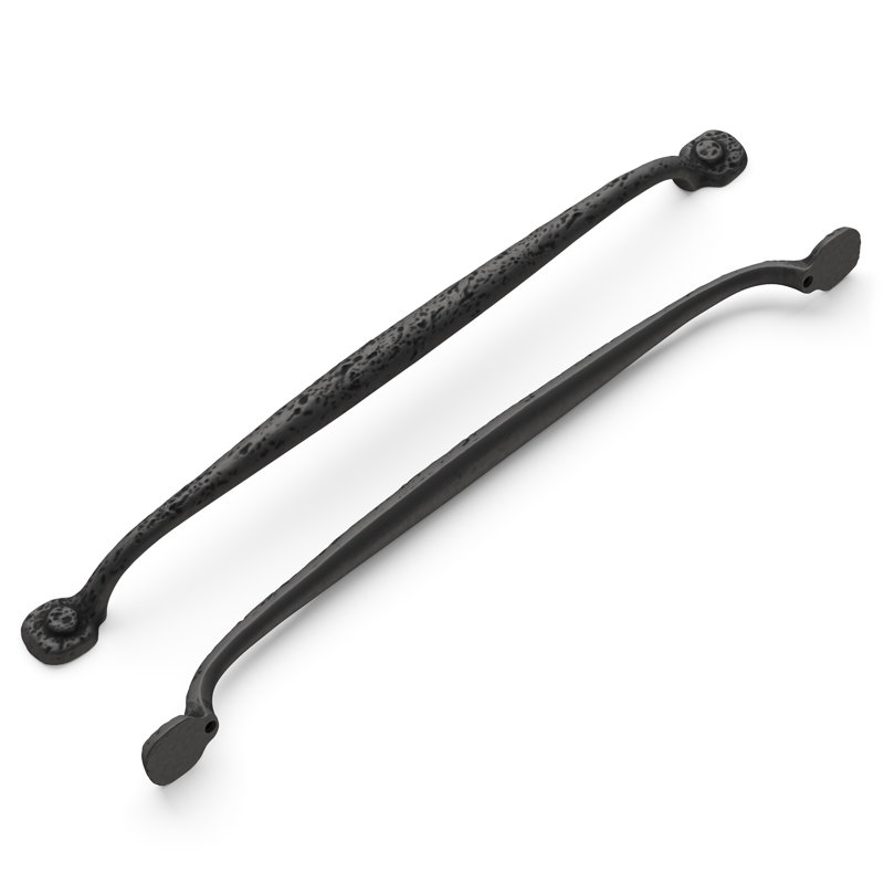 Refined Rustic Collection Handle Pull - 12" Center to Center Cabinet Pull Black Iron - Craftsman Hardware for Drawers & Cabinets