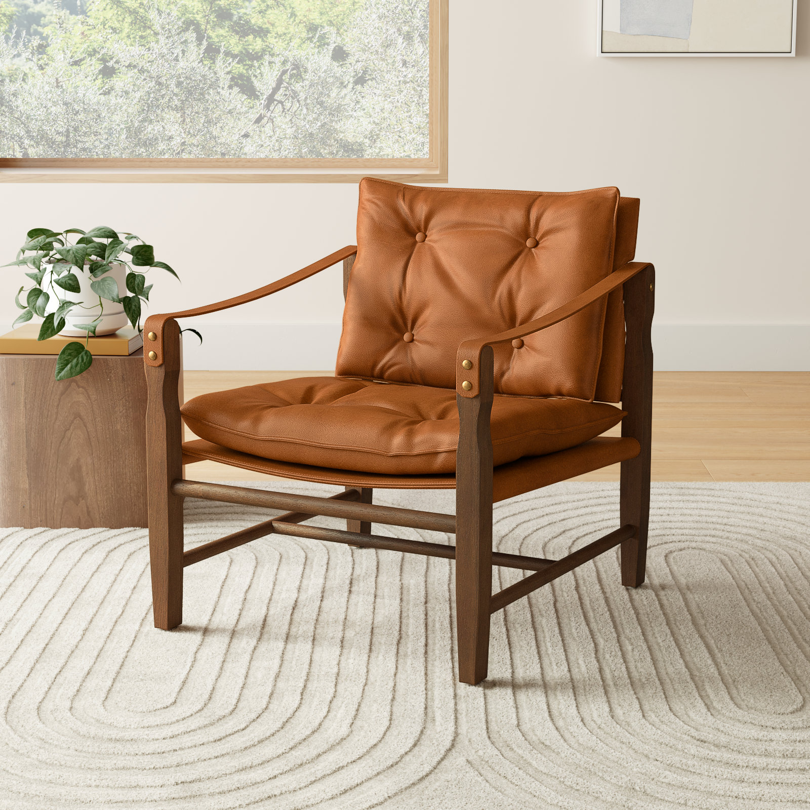 Favian 25.5'' Wide Armchair, Kennison Cognac Genuine Leather