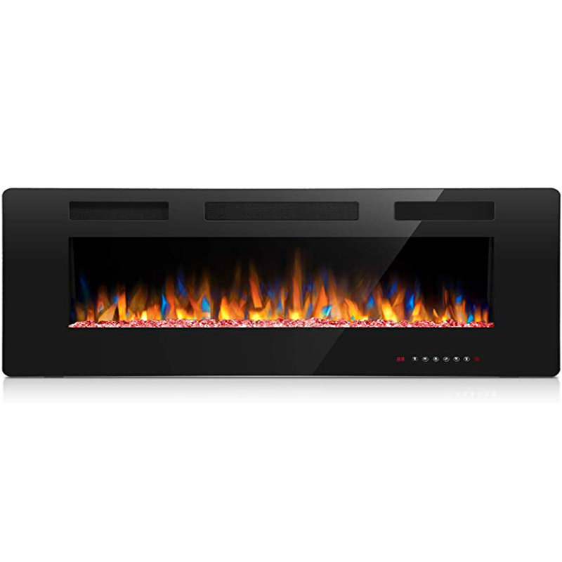 Braegger Recessed & Wall Mounted Electric Fireplace, Remote Control w/ Timer, Adjustable Flame Color & Speed