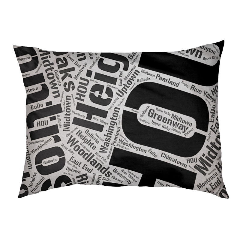 Coussin de chien « districts », Noir, Grand (l 40 po x P 30 po x H 14 po), Houston
