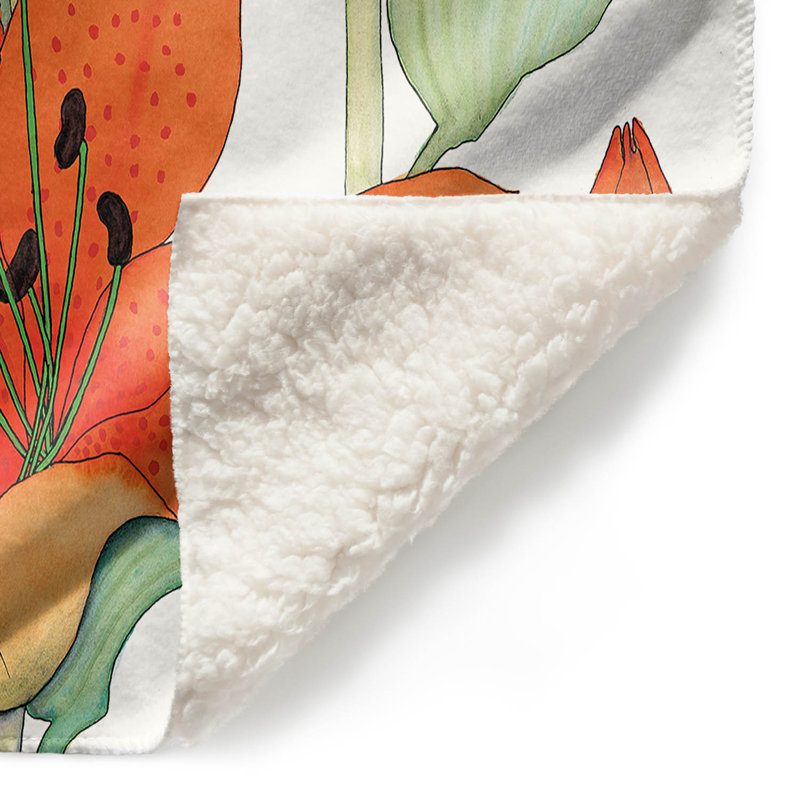 Couverture sherpa lillies doux orange, l 68 po x L 80 po