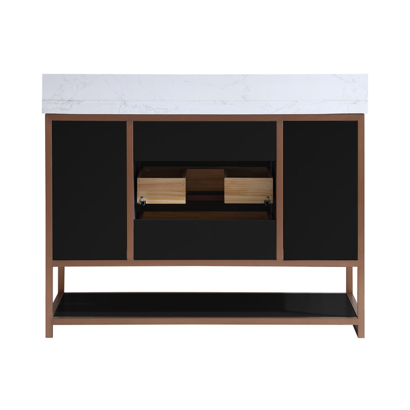 48" Freestanding Standard Bathroom Vanity with Top, White