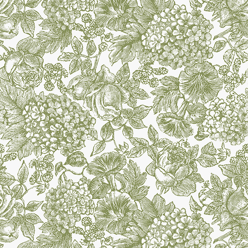 Laura Ashley Louise Moss Green Removable Wallpaper