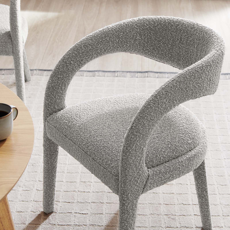 Taupe Boucle Upholstered Low Arm Chair Set