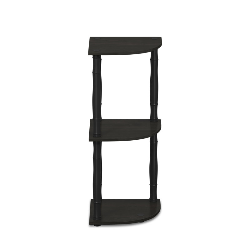 Baril 11.6" W Corner Bookcase, Espresso/Black Bamboo Tube, (2 Shelves) 29.6" H x 11.6" W x 11.6" D