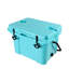 Glacière rigide isolée de 25 pintes (23 L) pour la plage et les voyages : conservation du froid jusqu’à 5 jours, matériau résistant aux chocs, poignée ergonomique, décapsuleur intégré, porte-gobelet avec gabarit, design en plastique turquoise.