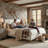 Janine Corduroy Upholstered Wingback Bed with Slat Kit and Solid and Manufactured Wood Frame-749801283-749801294