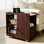 Buffet mobile avec station de charge - armoire de table de chevet en chêne blanc, tiroir et tablette à 3 niveaux, USB / Type-C, roues verrouillables pour la salle à manger, la chambre à coucher