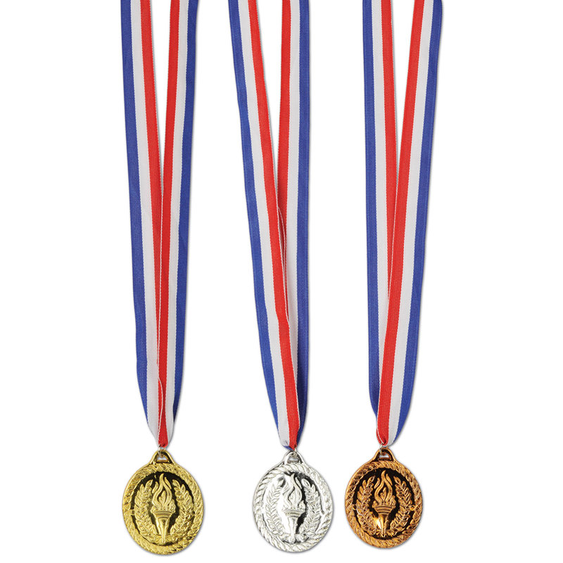 Or, argent et bronze avec ruban