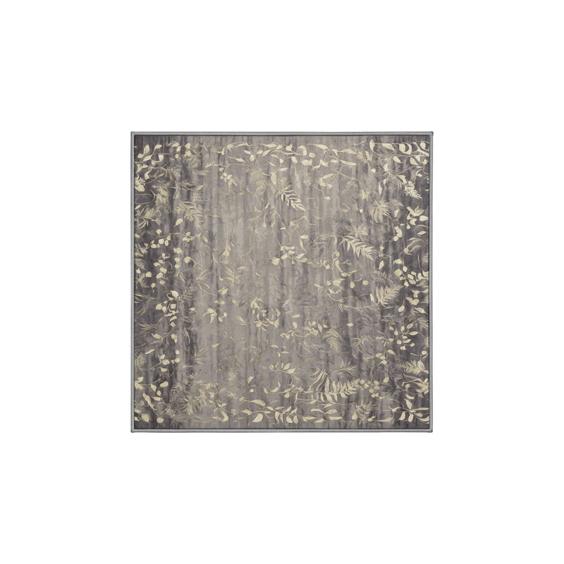 Machine Washable Gray Area Rug, Square 7'