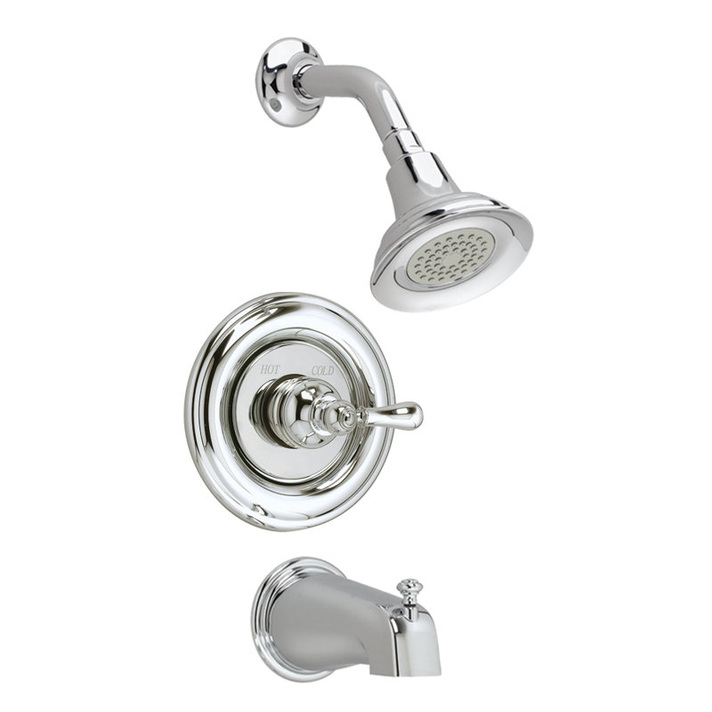Ensemble de garniture de robinet de douche/baignoire à inverseur avec poignée levier en métal Hampton, Chrome poli