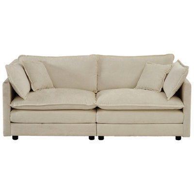 2 Beige Chenille Living Room Furniture . Solid Wood Base For Durability. Sponge Padding. Breathable Fabric Upholstery. Versatile Seating Designs. Easy Assembly : Frame And