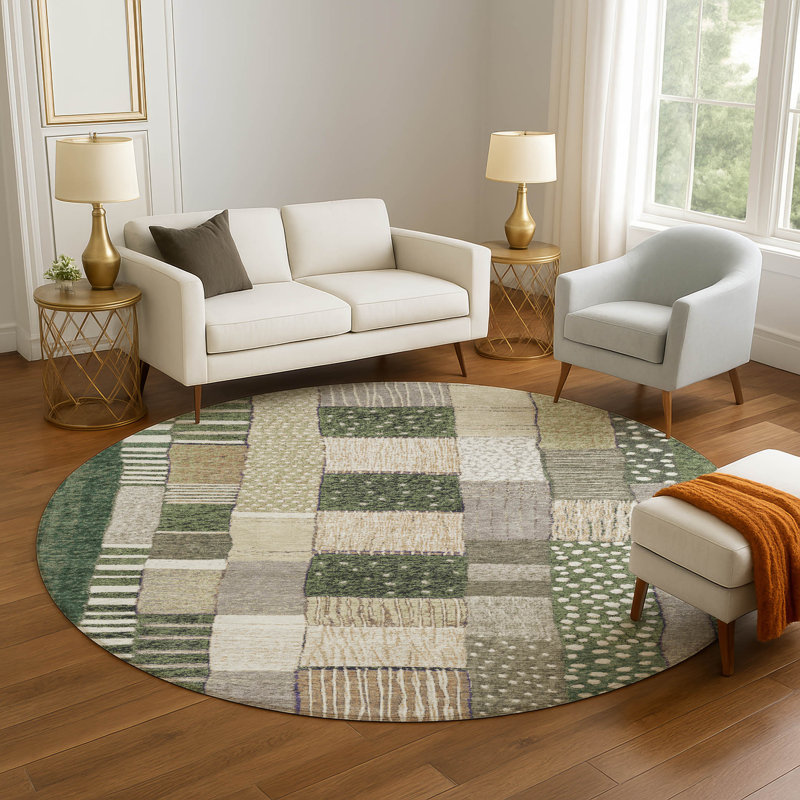 Premium Machine Washable Millbrook AMF1960 Geometric Rug, Round 8'