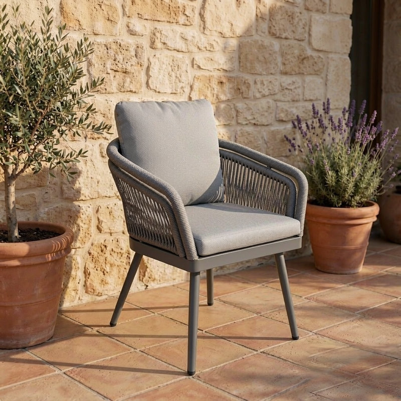 Chaise de patio d'extérieur avec coussin Aries, ensemble de 2