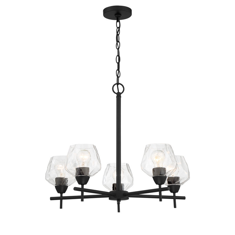 Sand & Stable Chauncee Brushed Nickel With Etched Opal Chandelier, Coal, Transparent