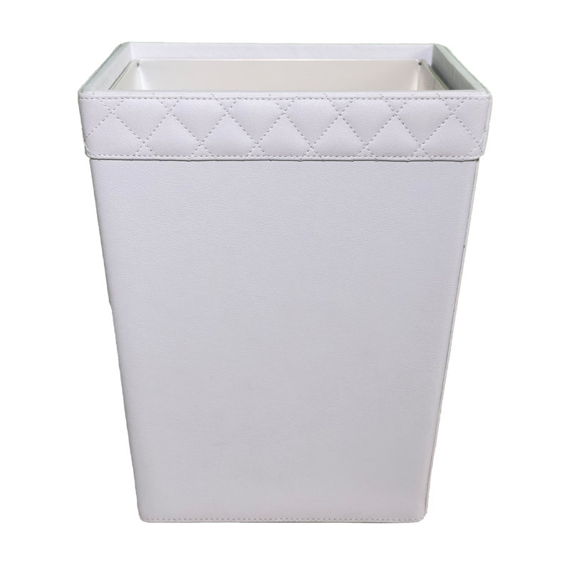 White Tufted Leather Bin