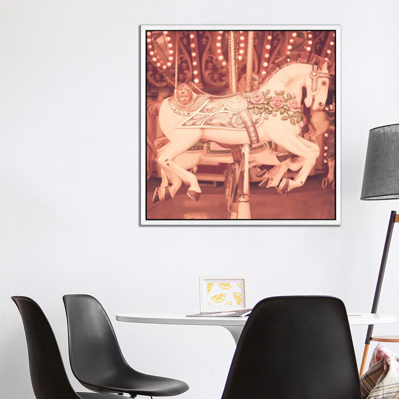 Blush Pink Horse 1 Piece Wall Art on Canvas, 93.98 cm H x 93.98 cm W, White Framed