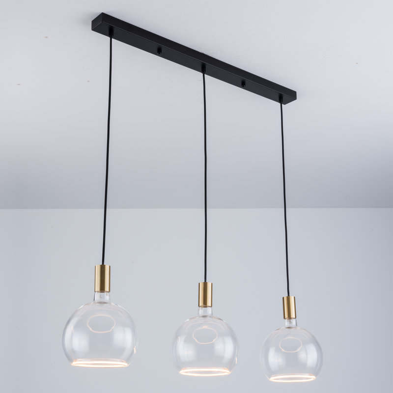Akers 3 - Light Kitchen Island Pendant, Black/Gold
