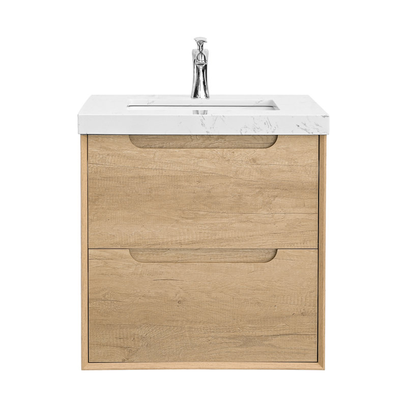 Meuble-lavabo simple mural 24 po avec plateau en pierre reconstituée 24 po