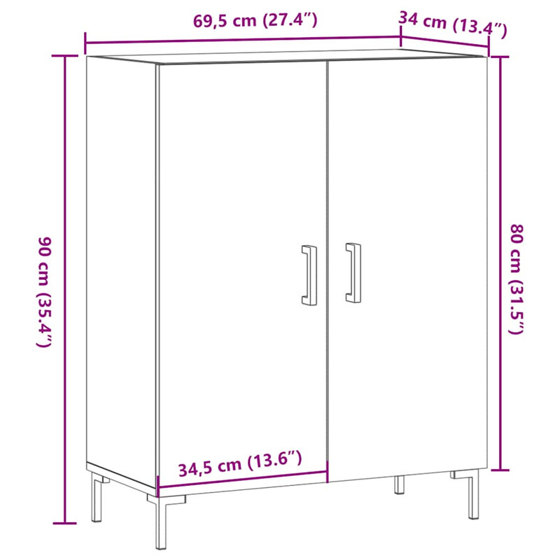 Mariateresa Metal 2 - Door Rectangle Accent Cabinet, Old Wood