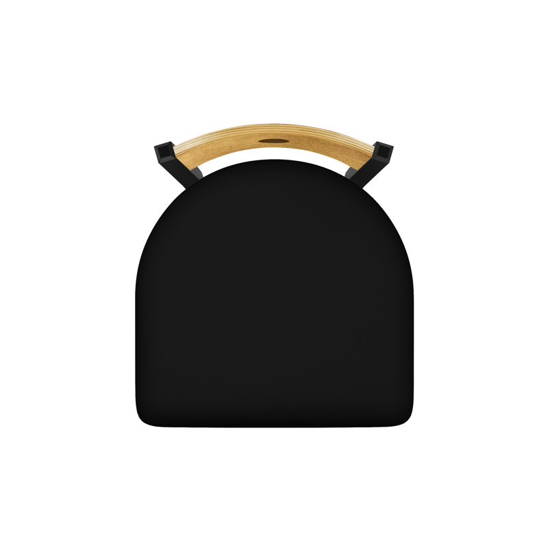Tabouret pivotant Voltaire, Érable moyen, Noir froissé, Siège en vinyle noir / dossier moyen en érable