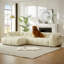 Canapé modulaire en cuir 3 pièces, canapé modulaire en L avec repose-pieds pour salon-307099336